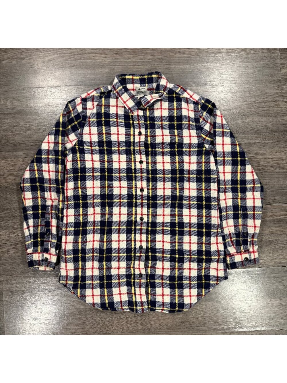 L.L. Bean Women's Scotch Plaid Flannel Shirt - Navy/White